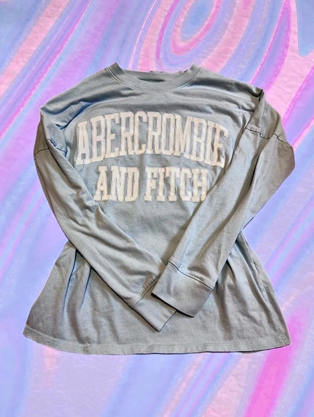 Abercrombie & Fitch Arch Logo Graphic Long Sleeve Tee baby Blue